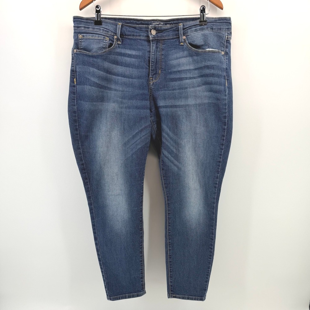 Signature by Levi Strauss Gold Mid-Rise Skinny Jeans Blue Womens 18S Stretch